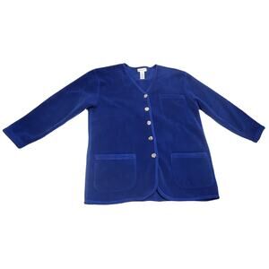 Jones New York Sportswear‎ Button-up Blue Soft Fleece Cardigan Overcoat Medium